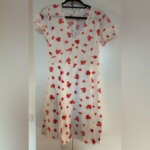 NWT Gap fully lined white flowered short sleeve dress